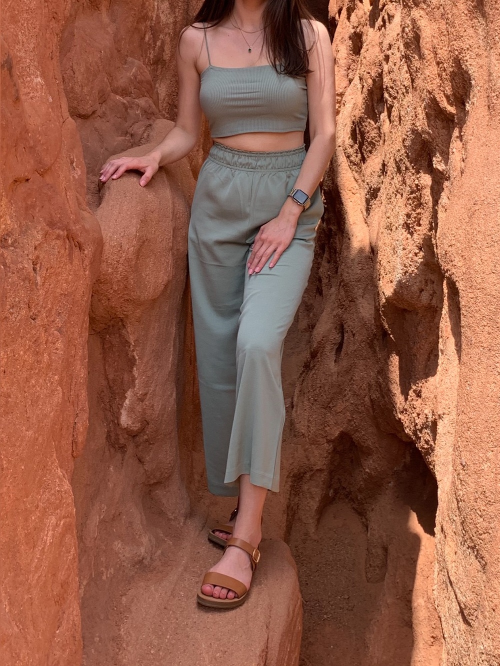 H&M Wide-Leg High-Rise set in sage